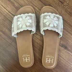 haute hippie size 9 Beige Crochet Slide Sandals